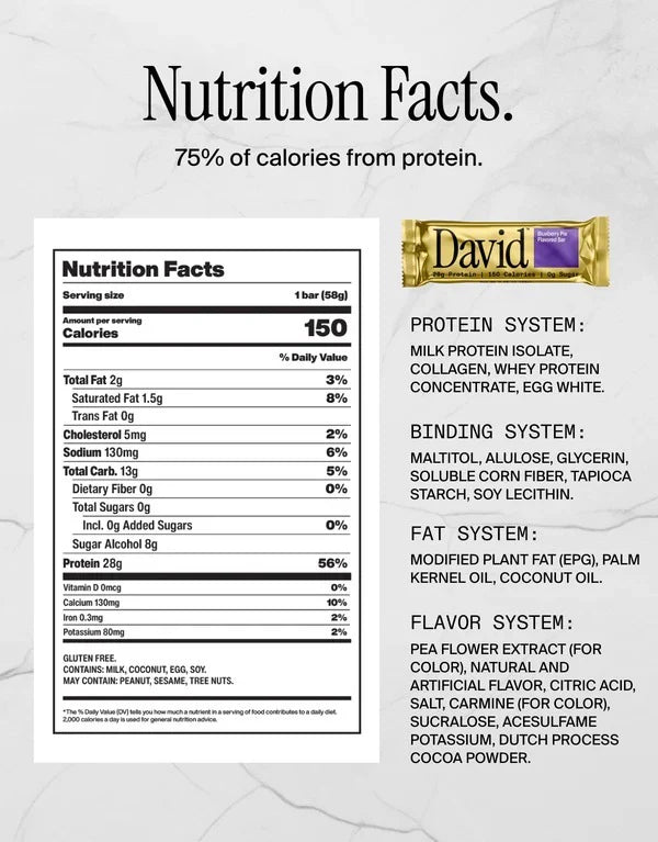 12-Pack David Protein Bars – No Sugar, High Protein Snack